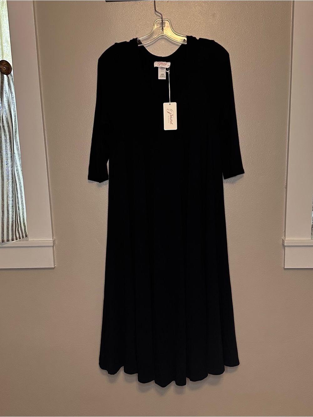 NWT Pastel Classic Black Long‑Sleeve Midi Dress